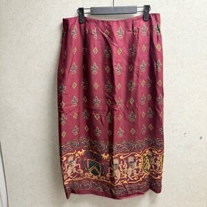 Charter Club‎ Sz 14 Womens Burgundy Rayon Fleur de Lis Heraldic Print Skirt